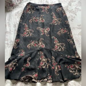 Emma‎ James Dark Floral Paisley Pull On Reversible Midi Skirt 12 Fairy Boho Y2K